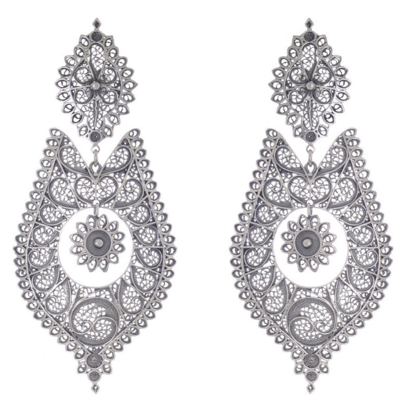 Mexican silver filigree flower earrings | Morning Star Traders